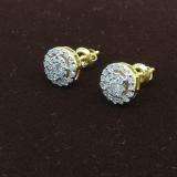 0.40 Carat (ctw) 10K Yellow Gold Round Cut Diamond Round Shape Cluster Earrings Look of each