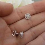 0.40 Carat (ctw) 18K White Gold Round Cut Diamond Round Shape Cluster Earrings Look of 1 CT each