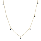 2mm Each Round Blue Sapphire Station Necklace for Her in 18K Yellow Gold