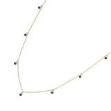 2mm Each Round Blue Sapphire Station Necklace for Her in 18K Yellow Gold