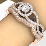 0.50 Carat (ctw) 10k Rose Gold Round Diamond Ladies Halo Style Bridal Engagement Ring Matching Band Set 1/2 CT
