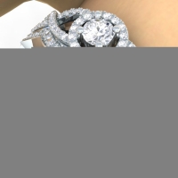 0.50 Carat (ctw) 18k White Gold Round Diamond Ladies Halo Style Bridal Engagement Ring Matching Band Set 1/2 CT