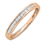 0.33 Carat (ctw) 10k Rose Gold Princess Diamond Ladies Anniversary Wedding Matching Band Stackable Ring