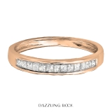 0.33 Carat (ctw) 10k Rose Gold Princess Diamond Ladies Anniversary Wedding Matching Band Stackable Ring
