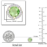 5mm Round Center Peridot & White Diamond Halo Circle Push Back Stud Earrings for Women (0.12 ctw, Color I-J, Clarity I1-I2) in 18K Yellow Gold