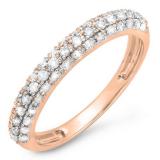 0.45 Carat (ctw) 18k Rose Gold Round White Diamond Ladies Anniversary Wedding Band Stackable Ring 1/2 CT