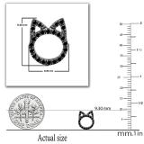 0.25 Carat (ctw) Round Black Diamond Hollow Cat Face Screwback Stud Earrings for Women | 925 Sterling Silver