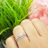 0.40 Carat (ctw) 14k White Gold Round Diamond Ladies Split Shank Halo Style Bridal Engagement Ring Matching Band Set