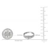 0.40 Carat (ctw) 14k White Gold Round Diamond Ladies Split Shank Halo Style Bridal Engagement Ring Matching Band Set