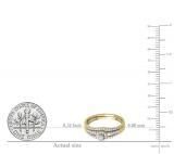 0.40 Carat (ctw) 14k Yellow Gold Round Diamond Ladies Split Shank Halo Style Bridal Engagement Ring Matching Band Set