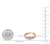 0.40 Carat (ctw) 18k Rose Gold Round Diamond Ladies Split Shank Halo Style Bridal Engagement Ring Matching Band Set