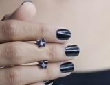5 Stone Round Blue Sapphire and Accent White Diamond Elegant Butterfly Shape Push Back Stud Earrings for Women, 10K White Gold