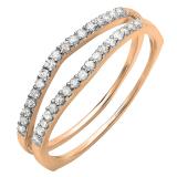 0.25 Carat (ctw) 18K Rose Gold Round White Diamond Ladies Anniversary Enhancer Guard Matching Wedding Band