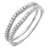 0.25 Carat (ctw) 18K White Gold Round White Diamond Ladies Anniversary Enhancer Guard Matching Wedding Band
