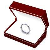 0.40 Carat (ctw) 10K White Gold Round Blue Sapphire and White Diamond Ladies Vintage Style Anniversary Wedding Band Stackable Ring