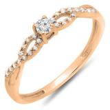 0.20 Carat (ctw) 14K Rose Gold Round Diamond Bridal Engagement Ring