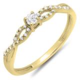 0.20 Carat (ctw) 14K Yellow Gold Round Diamond Bridal Engagement Ring