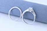 1.00 Carat (ctw) 18k White Gold Princess & Round Diamond Ladies Ring Engagement Bridal Wedding Band Set 1 CT