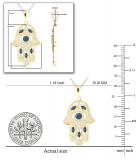 Round & Marquise Blue Sapphire & Round White Diamond Hamsa Hand of Fatima Pendant For Her | 18K Yellow Gold