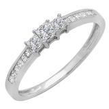 0.65 Carat (ctw) Sterling Silver Princess Cut Cubic Zirconia CZ Ladies Bridal 3 Stone Engagement Ring