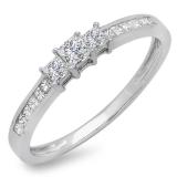 0.45 Carat (ctw) 18k White Gold Princess Cut Diamond Ladies Bridal 3 Stone Engagement Ring 1/2 CT