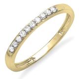 0.15 Carat (ctw) 14k Yellow Gold Round Diamond Ladies Anniversary Wedding Matching Band Stackable Ring