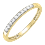 0.15 Carat (ctw) 18k Yellow Gold Round Diamond Ladies Anniversary Wedding Matching Band Stackable Ring