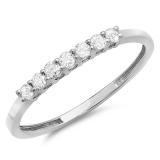 0.25 Carat (ctw) 18k White Gold Round Diamond Ladies 7 Stone Anniversary Wedding Band Stackable Ring 1/4 CT