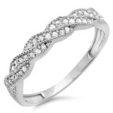 0.25 Carat (ctw) 10k White Gold Round Diamond Ladies Anniversary Wedding Stackable Band Swirl Ring 1/4 CT