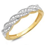 0.25 Carat (ctw) 10k Yellow Gold Round Diamond Ladies Anniversary Wedding Stackable Band Swirl Ring 1/4 CT