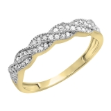 0.25 Carat (ctw) 18k Yellow Gold Round Diamond Ladies Anniversary Wedding Stackable Band Swirl Ring 1/4 CT
