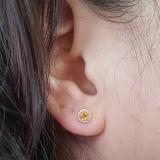 0.35 Carat (ctw) 14k Rose Gold Round Deep Yellow Citrine & Diamond Halo Stud Earrings