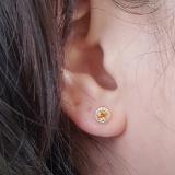 0.35 Carat (ctw) 14k Rose Gold Round Deep Yellow Citrine & Diamond Halo Stud Earrings