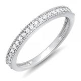 0.23 Carat (ctw) 18k White Gold Round Diamond Ladies Milgrain Anniversary Wedding Stackable Band 1/4 CT