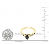 0.95 Carat Marquise & Alternate Round Black & White Diamond Bridal Engagement Ring for Women in 10K Yellow Gold