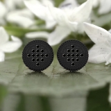 Round Black Diamond Beaded Stud Earrings for Women (6.80 Ctw, Color Black, Clarity Opaque) in Black Plated 925 Sterling Silver in Screw Back