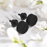 Round Black Diamond Beaded Stud Earrings for Women (6.80 Ctw, Color Black, Clarity Opaque) in Black Plated 925 Sterling Silver in Screw Back