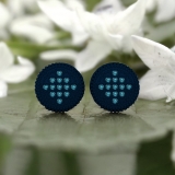 Round Blue Diamond Beaded Stud Earrings for Women (6.80 Ctw, Color Blue, Clarity I2-I3) in Blue Plated 925 Sterling Silver in Push Back