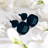 Round Blue Diamond Beaded Stud Earrings for Women (6.80 Ctw, Color Blue, Clarity I2-I3) in Blue Plated 925 Sterling Silver in Screw Back