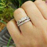 1.00 Carat (ctw) 10k White Gold Princess Cut 3 Stone Diamond Ladies Engagement Bridal Ring Set Matching Band 1 CT