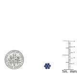 0.40 Carat (ctw) 14K White Gold Round Cut Blue Sapphire Ladies Cluster Flower Stud Earrings