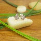 0.40 Carat (ctw) 14K White Gold Round Cut White Diamond & Pink Sapphire Ladies Cluster Flower Stud Earrings