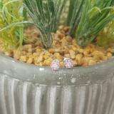0.40 Carat (ctw) 14K White Gold Round Cut White Diamond & Pink Sapphire Ladies Cluster Flower Stud Earrings