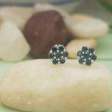 0.40 Carat (ctw) 18K White Gold Round Cut Blue Diamond Ladies Cluster Flower Stud Earrings