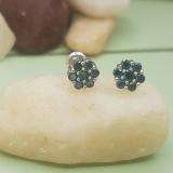 0.40 Carat (ctw) 10K White Gold Round Cut Blue Diamond Ladies Cluster Flower Stud Earrings