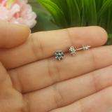 0.40 Carat (ctw) 10K White Gold Round Cut Blue Diamond Ladies Cluster Flower Stud Earrings