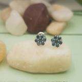0.40 Carat (ctw) 10K White Gold Round Cut Blue Diamond Ladies Cluster Flower Stud Earrings