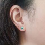 0.45 Carat (ctw) 18K White Gold Round Green Emerald & White Diamond Ladies Halo Style Stud Earrings 1/2 CT