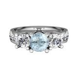 2.00 Carat (ctw) 14K White Gold Round Aquamarine & Diamond Ladies 3 Stone Engagement Bridal Ring 2 CT
