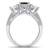 2.00 Carat (ctw) 10K White Gold Round Black & White Diamond Ladies 3 Stone Engagement Bridal Ring 2 CT